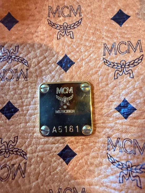 MCM Cognac Monogram Visetos Duffel Bag with Brown Leather Trim - Picture 5 of 10